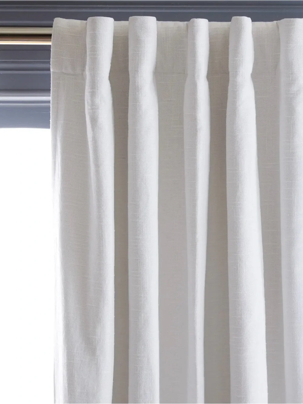 Quince Cotton Slub Texture Room Darkening Curtain Panel in White- 48x96